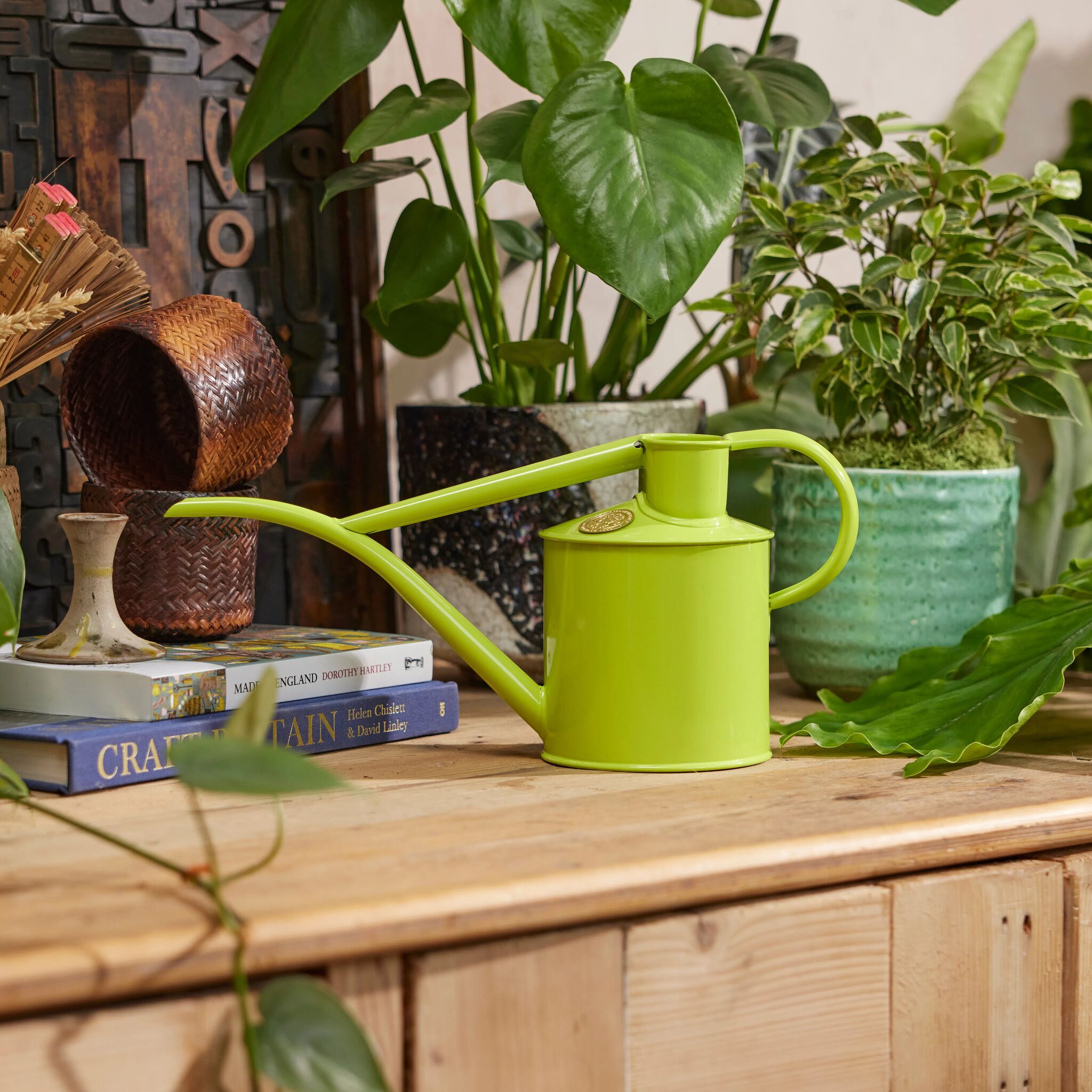 The Fazeley Flow - Houseplant Set - Apple Green & Brass - Two Pint