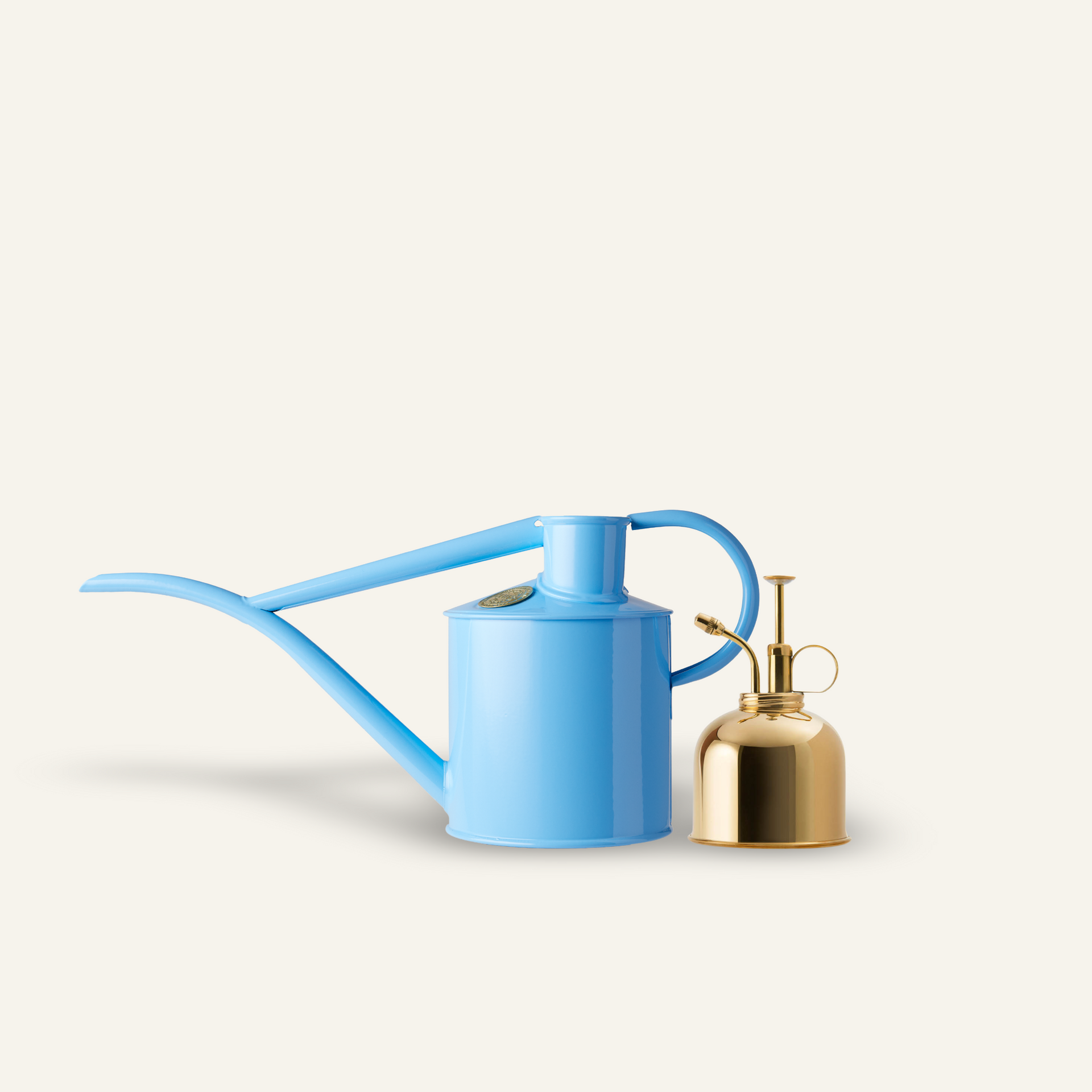 Fazeley Flow Houseplant Set Summer Sky Blue & Brass Two Pint