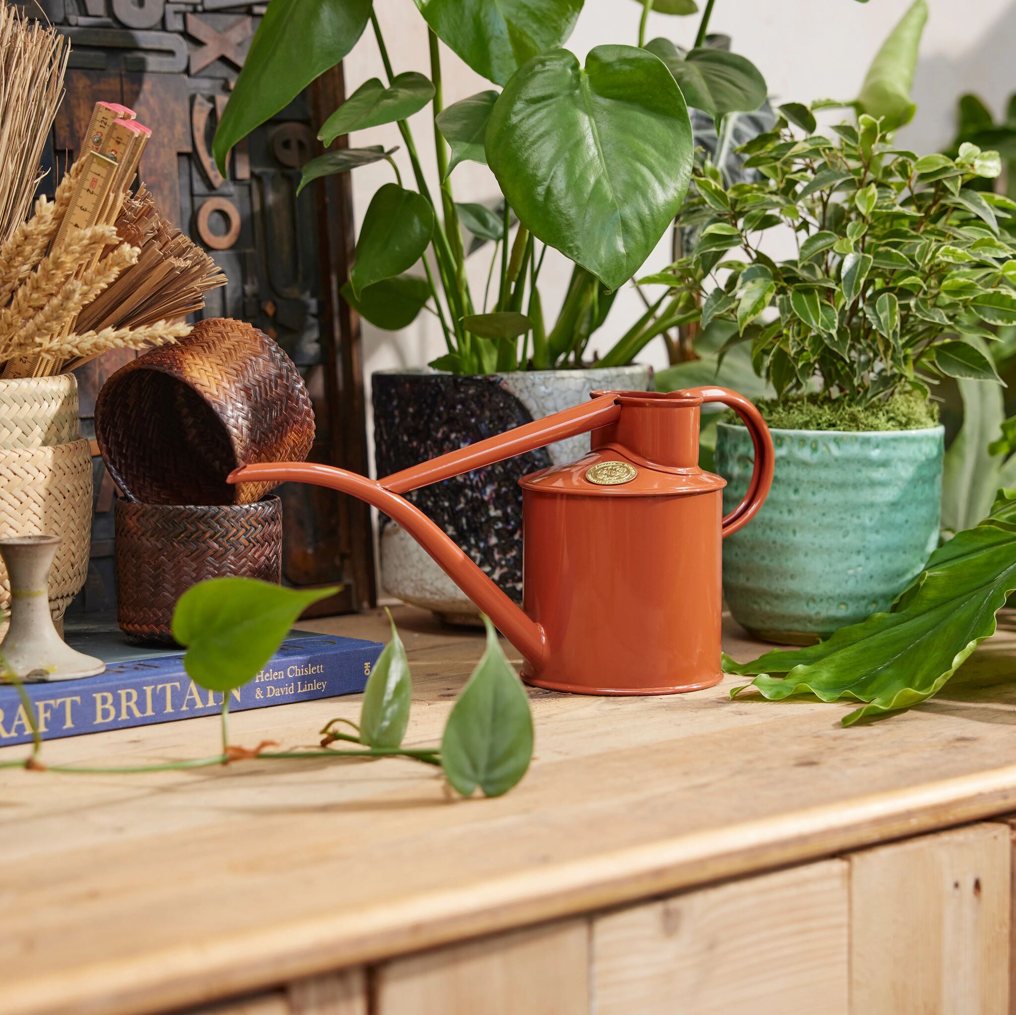 The Fazeley Flow - Houseplant Set - Terracotta Orange & Brass - Two Pint